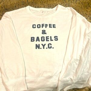 GapBody S/P coffee & Bagels N.Y.C. White long sleeve pullover crewneck shirt